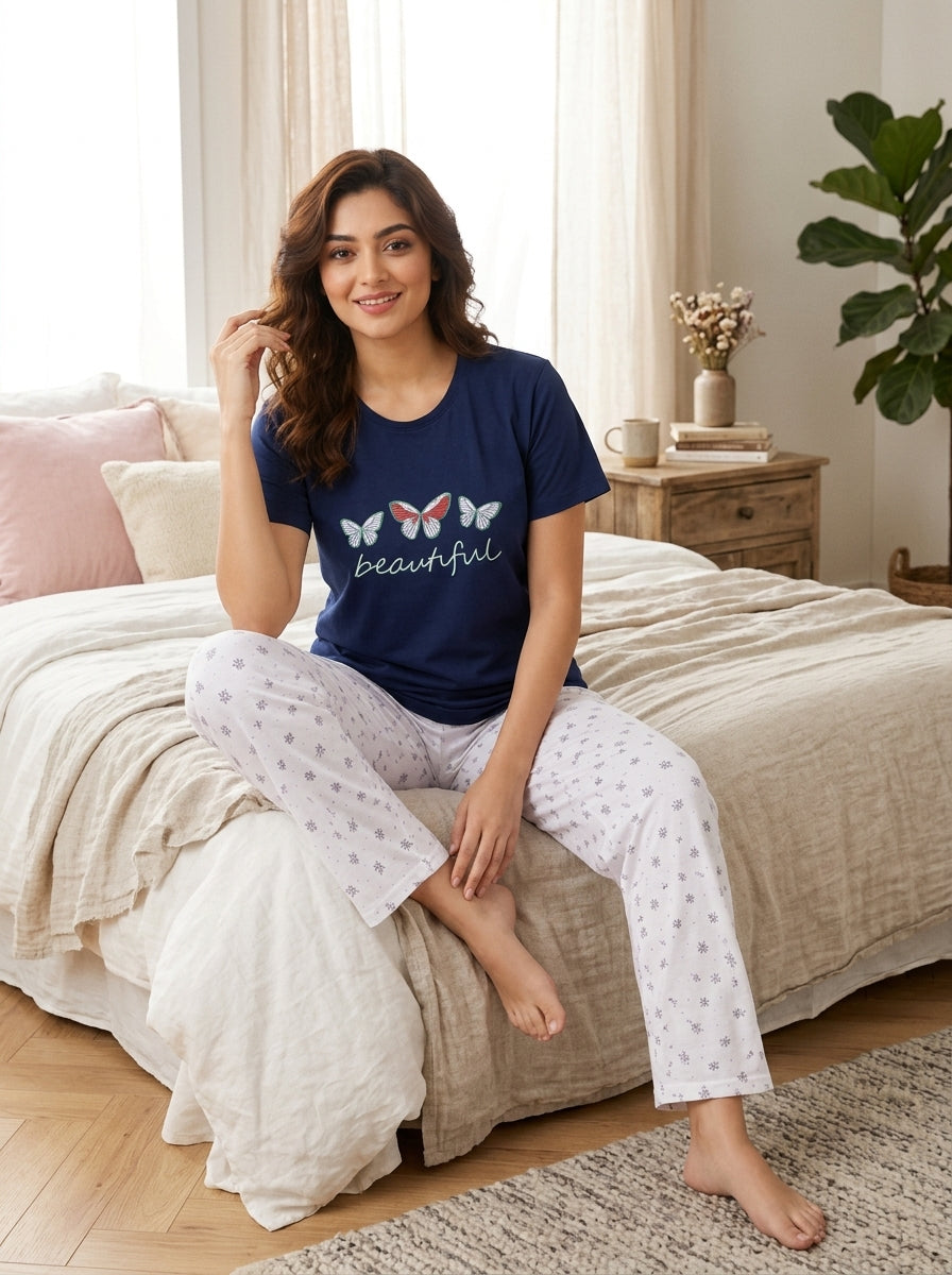 Butterfly Bliss Lounge Set - Navy